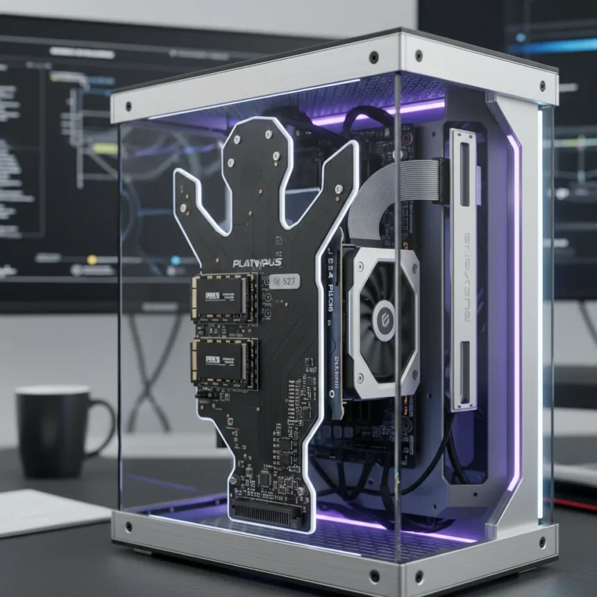 Platypus PCIe Adapter: $27 GPU Riser Adds Storage Without Compromise — AI-generated illustration