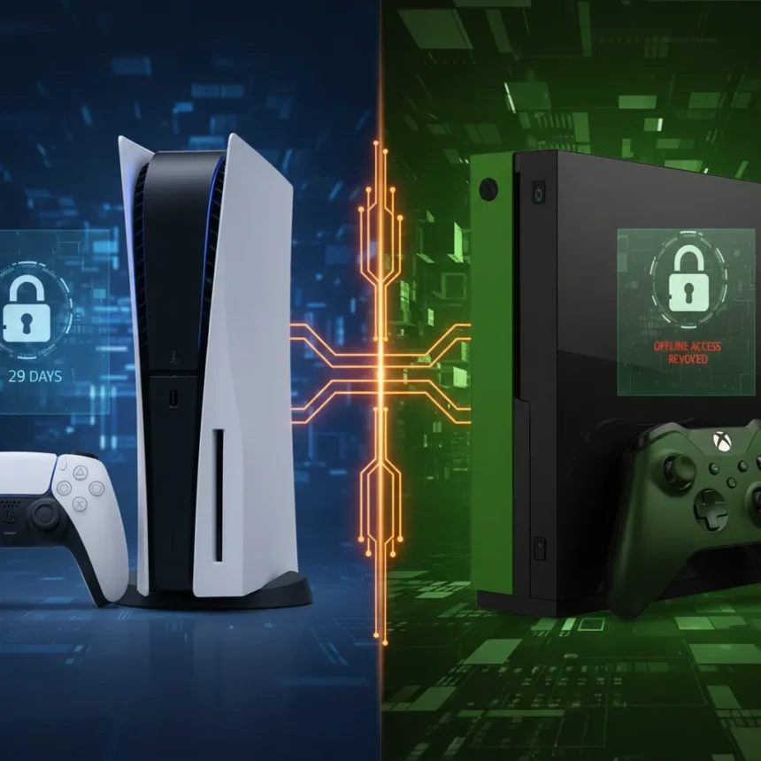 PlayStation's 30-day DRM check-in echoes Xbox One's most hated policy — AI-generated illustration