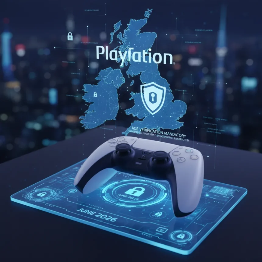 PlayStation age verification becomes mandatory in UK and Ireland by June 2026 — AI-generated illustration