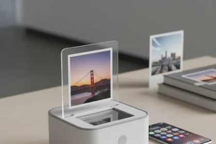 Polaroid Hi-Print 3x3 Bridges Printer and Frame in One — AI-generated illustration
