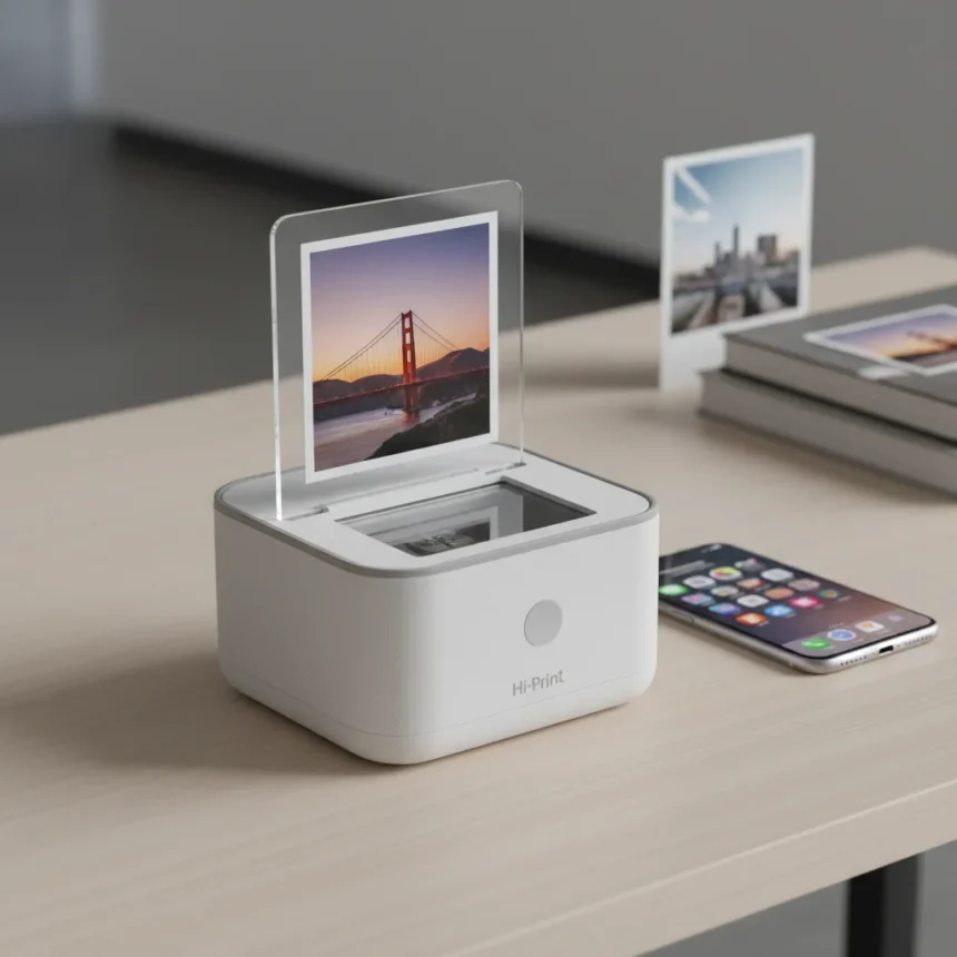 Polaroid Hi-Print 3x3 Bridges Printer and Frame in One — AI-generated illustration