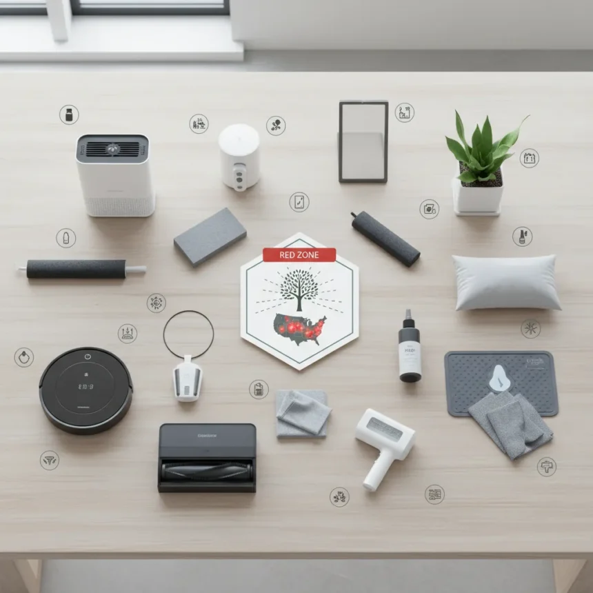 Survive peak pollen season with 12 home defense essentials — AI-generated illustration