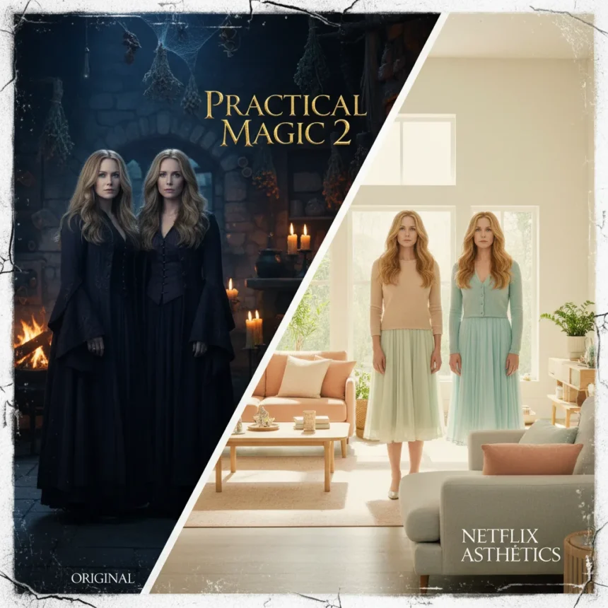Practical Magic 2 trailer swaps darkness for Netflix lighting — AI-generated illustration