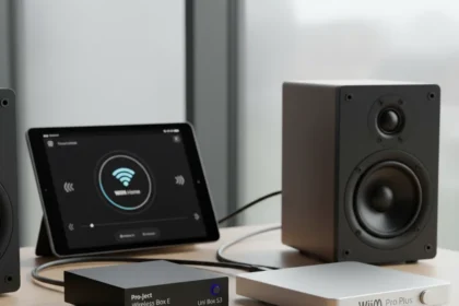 Pro-Ject's Wireless Box E turns passive speakers into WiiM streamers — AI-generated illustration