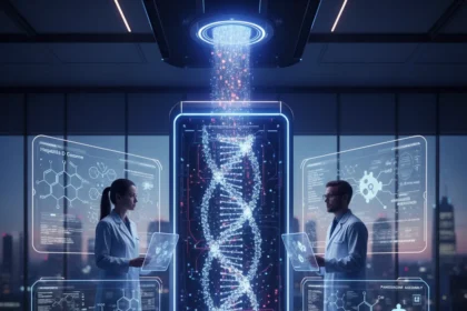 Quantum genome loading marks biology's computing pivot — AI-generated illustration