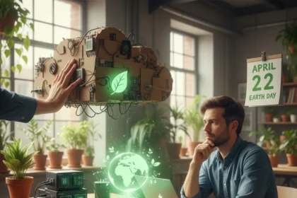 Quitting Big AI this Earth Day: Why smaller models matter — AI-generated illustration