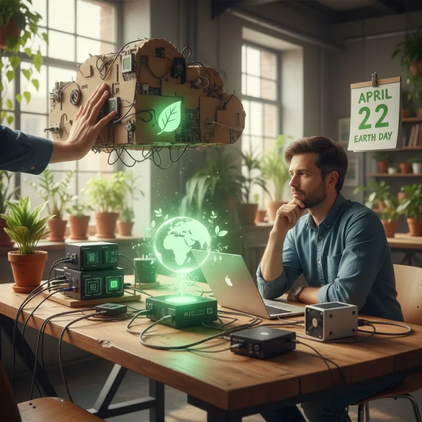 Quitting Big AI this Earth Day: Why smaller models matter — AI-generated illustration