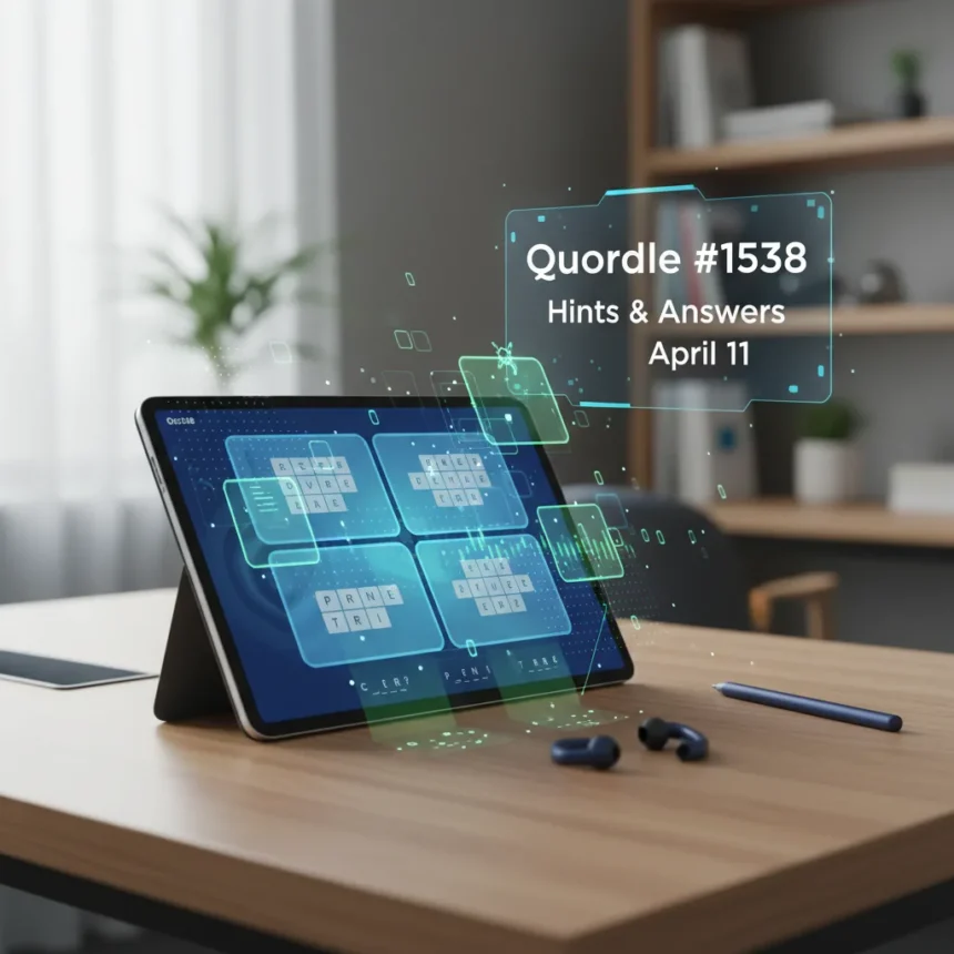 Quordle #1538 hints and answers for April 11 — AI-generated illustration