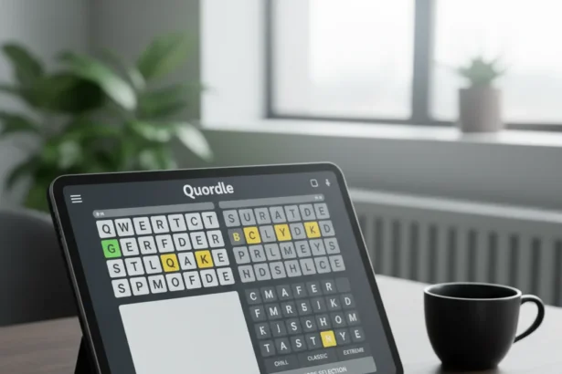 Quordle #1543 hints and answers for April 16 — AI-generated illustration