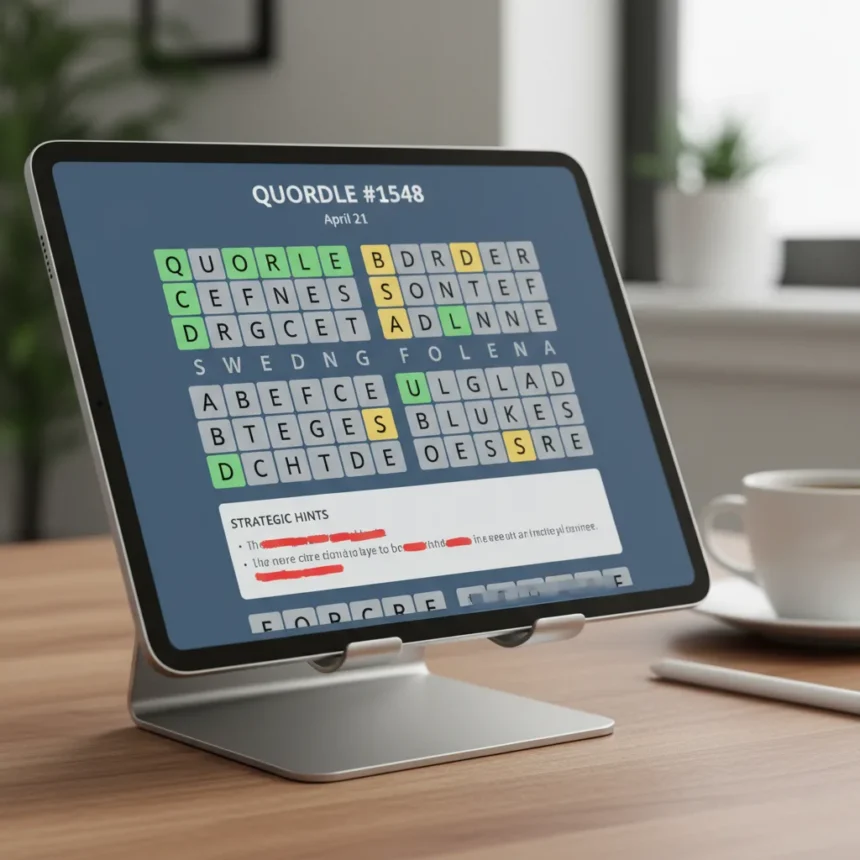 Quordle game #1548 hints and answers for April 21 — AI-generated illustration