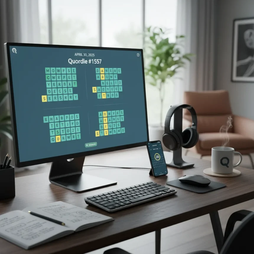 Quordle Game #1557 Hints and Answers for April 30 — AI-generated illustration