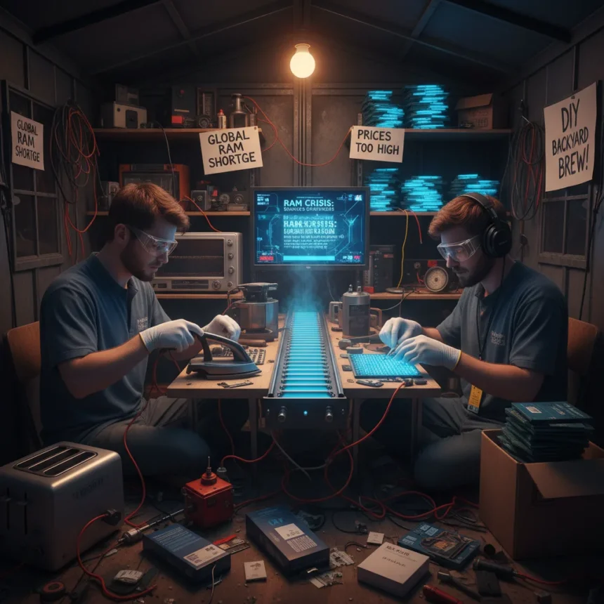RAM crisis spirals as DIY production becomes the last resort — AI-generated illustration