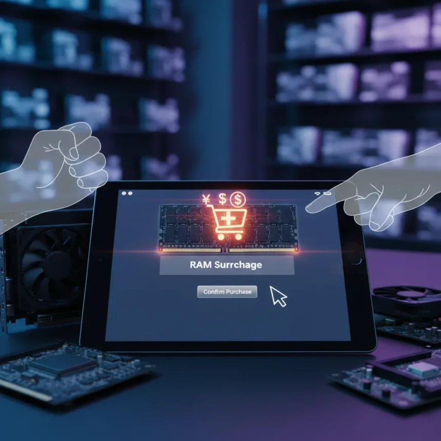 RAM surcharges at checkout spark debate on hardware pricing tactics — AI-generated illustration