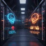 Ransomware gang wars escalate with doxxing threats and victim data recovery — AI-generated illustration