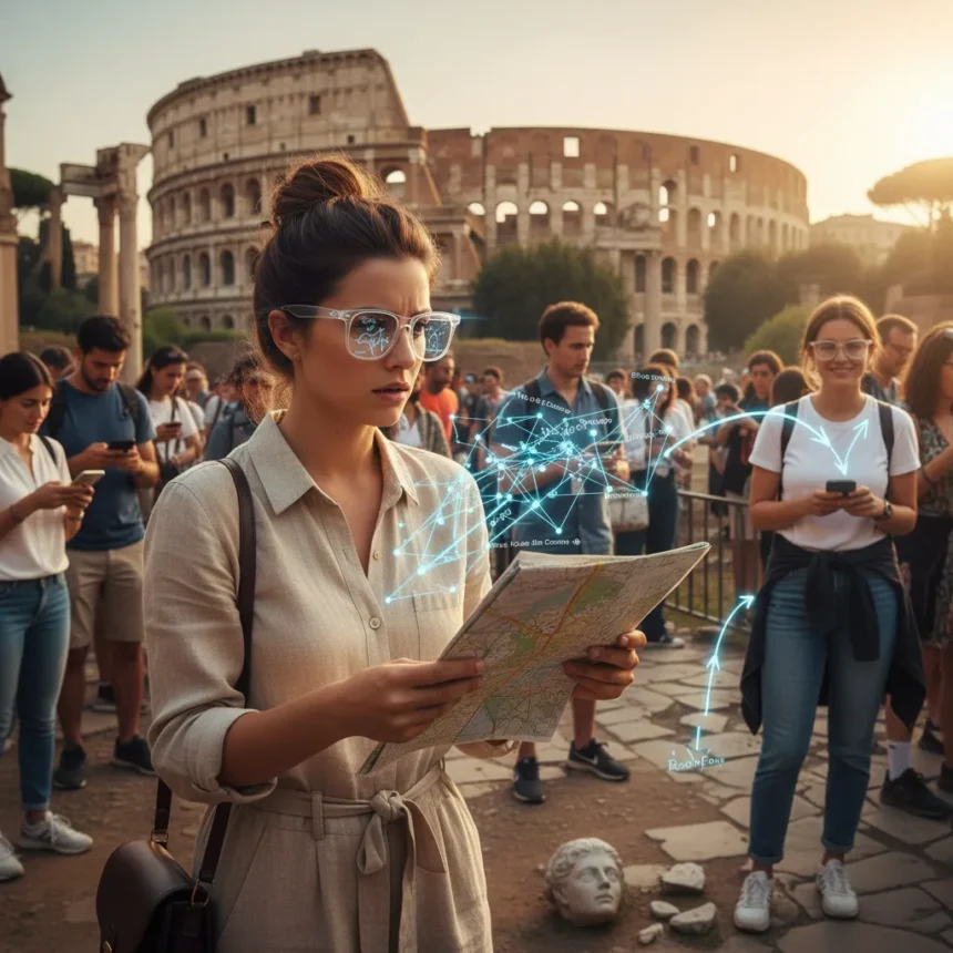 Ray-Ban Meta Gen 2 as travel guide: impressive but wrong glasses for Rome — AI-generated illustration