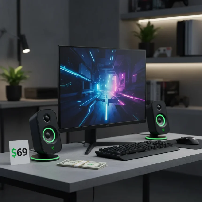 Razer Nommo 2.0 speakers drop to $69—budget gaming audio worth the deal — AI-generated illustration