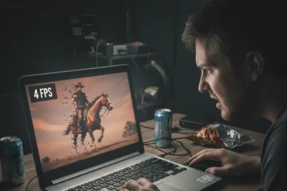 Red Dead Redemption 2 at 4 FPS: Why budget laptops still struggle — AI-generated illustration