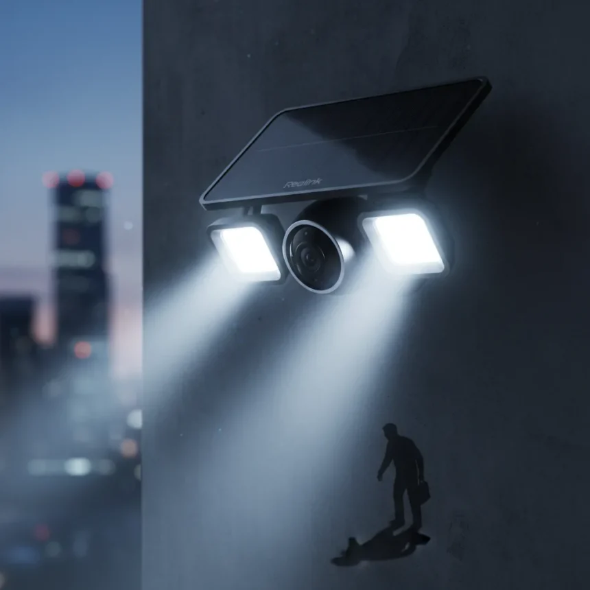 Reolink Solar Floodlight Cam: Bright Security Without the Bills — AI-generated illustration