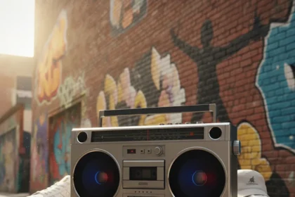 Retro boombox under $65 captures 1980s B-Boy culture with modern sound — AI-generated illustration