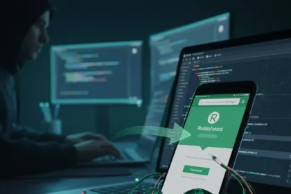 Robinhood phishing scam exploits account creation flaw — AI-generated illustration