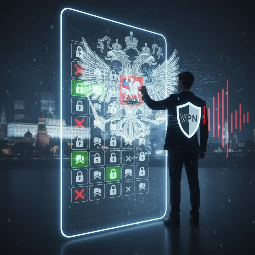 Russia's VPN whitelist proposal signals new internet control strategy — AI-generated illustration