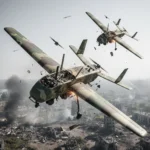 Russian Shahed drones crumble mid-flight due to shoddy manufacturing — AI-generated illustration