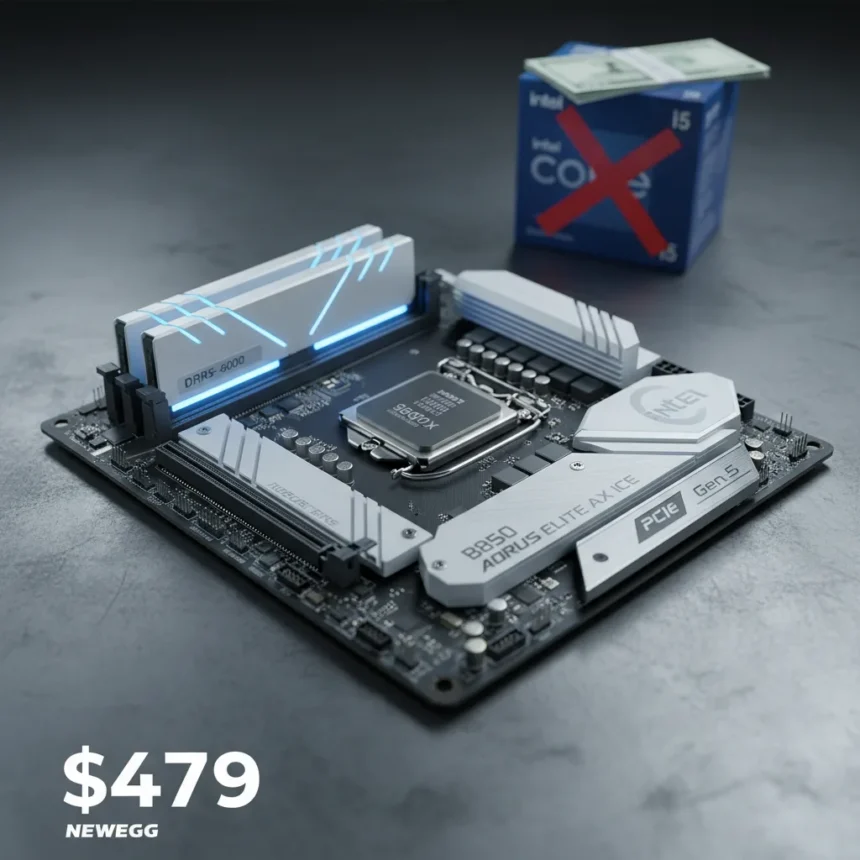 AMD Ryzen 5 9600X Bundle at $479 Crushes Intel's Budget Gaming Tier — AI-generated illustration