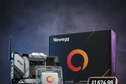 Ryzen 9800X3D + X870E bundle hits $1,624.98 at Newegg — AI-generated illustration