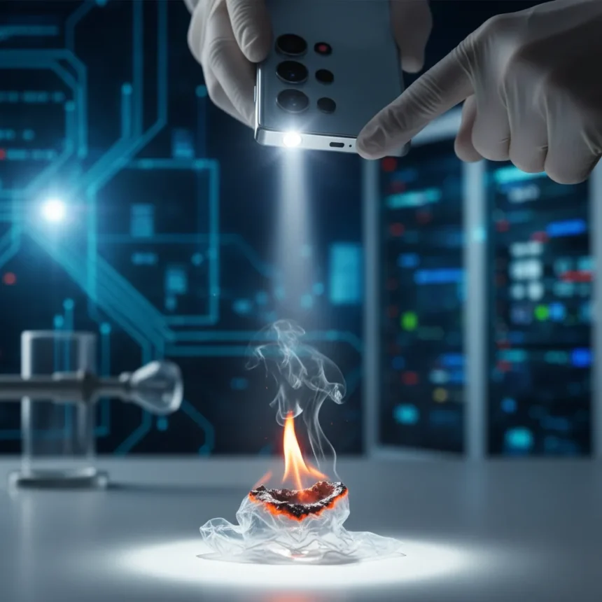 Samsung Galaxy S25 flashlight poses serious fire risk, experts warn — AI-generated illustration