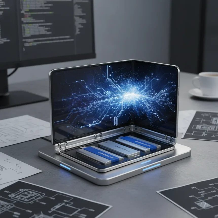 Samsung Galaxy Z TriFold 2 patents reveal shorter, wider tri-fold design — AI-generated illustration