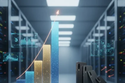 Samsung Q1 2026 earnings surge while Galaxy phones lag behind — AI-generated illustration