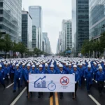 Samsung union strikes threaten $30 trillion in losses — AI-generated illustration