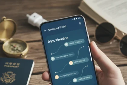 Samsung Wallet Trips timeline feature simplifies travel planning — AI-generated illustration