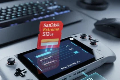 SanDisk Extreme 512GB microSD Card Doubles Xbox Ally Storage — AI-generated illustration