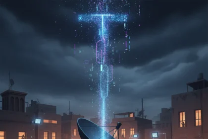 Satellite TV hack bypasses Iran's internet blackout — AI-generated illustration