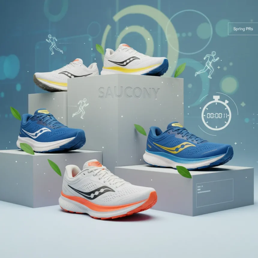 Saucony running shoes up to 50% off: 11 deals for spring PRs — AI-generated illustration