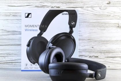 Sennheiser momentum 4 wireless headphones and box.