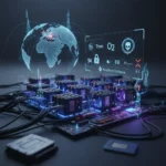 SIM farm networks hijack UK and US telcos for global fraud — AI-generated illustration