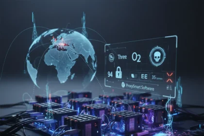 SIM farm networks hijack UK and US telcos for global fraud — AI-generated illustration