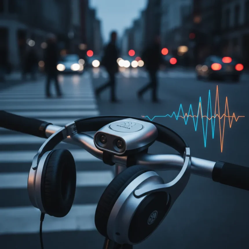 Skoda's DuoBell Bicycle Bell Exploits ANC Headphones' Blind Spot — AI-generated illustration