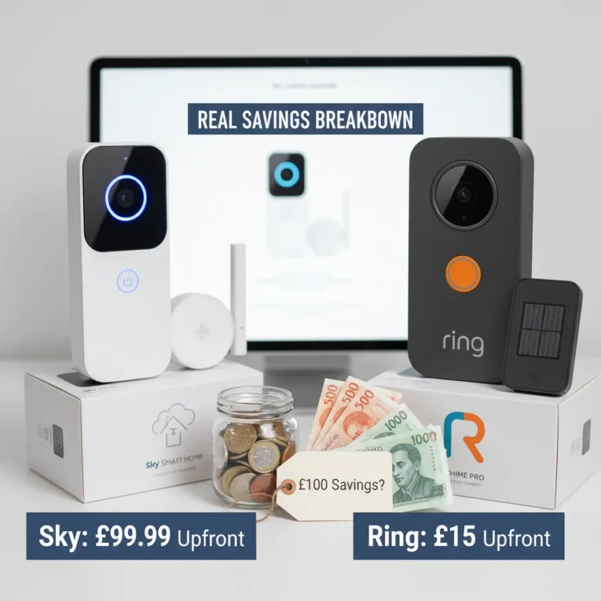 Sky Smart Home doorbell bundle vs Ring: real savings breakdown — AI-generated illustration