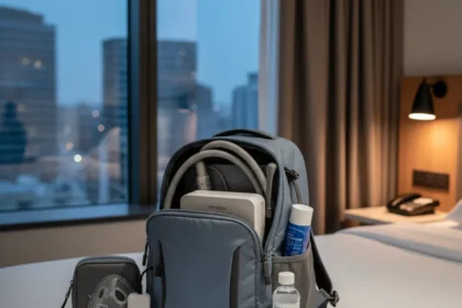 Sleep apnea while traveling requires serious prep—here's what experts say — AI-generated illustration