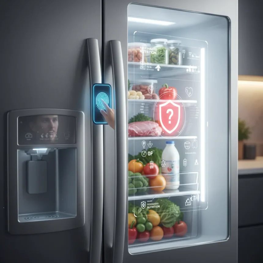 Smart fridges with fingerprint scanning raise serious privacy concerns — AI-generated illustration