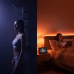 Smart lighting for sleep beats the dark showering trend — AI-generated illustration