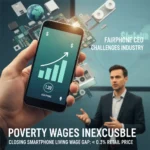 Smartphone living wage gap costs less than $1.20 per phone — AI-generated illustration