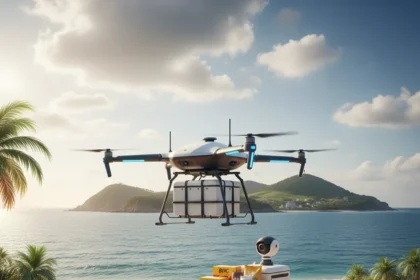 South Korea's drone-to-robot delivery hits remote islands — AI-generated illustration
