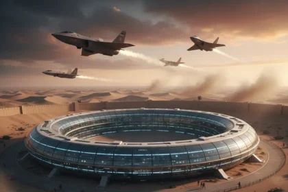 Stargate AI data center faces Iranian military threat — AI-generated illustration