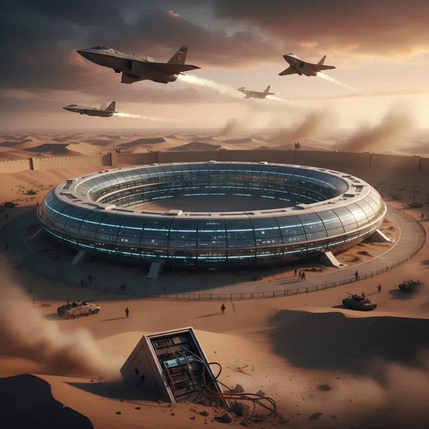 Stargate AI data center faces Iranian military threat — AI-generated illustration