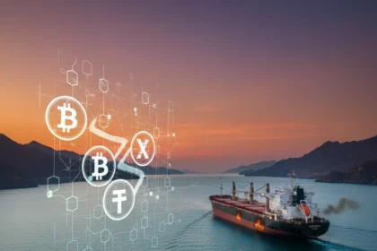 Strait of Hormuz crypto scam exploits shipping crisis — AI-generated illustration