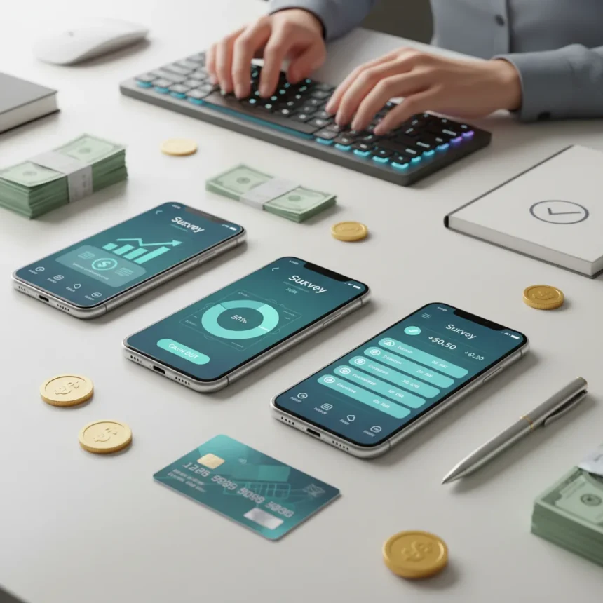 Survey and poll apps for earning money in 2026 — AI-generated illustration